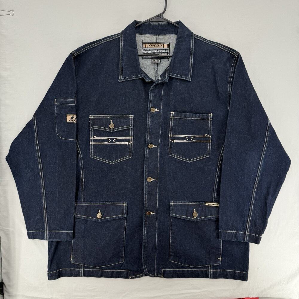 Vintage Boss Denim Jacket Mens XXL Urban Expedition Streetwear Hip Hop Baggy Y2K